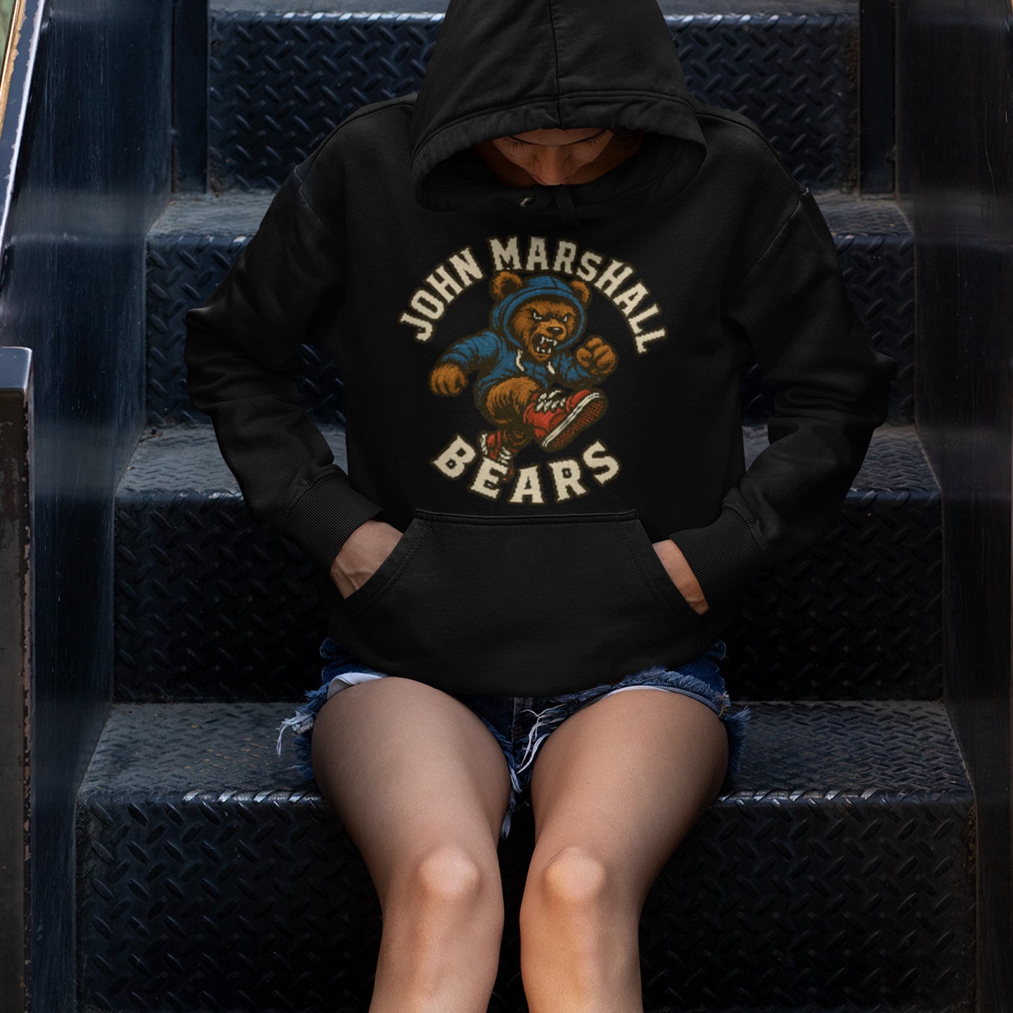 Woodcut JM Bear Hoodie