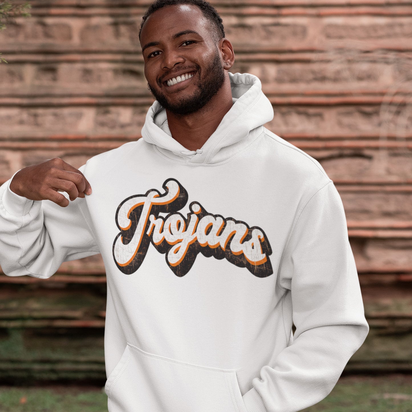 Retro Cursive Trojans Hoodie